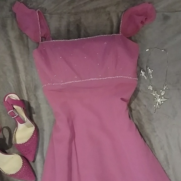 Pink sequined gown / cut it short & cute. - Picture 2 of 8